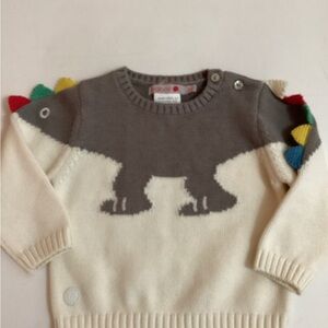 Cozy Dinosaur Knit Sweater for Kids - Cream and Gray